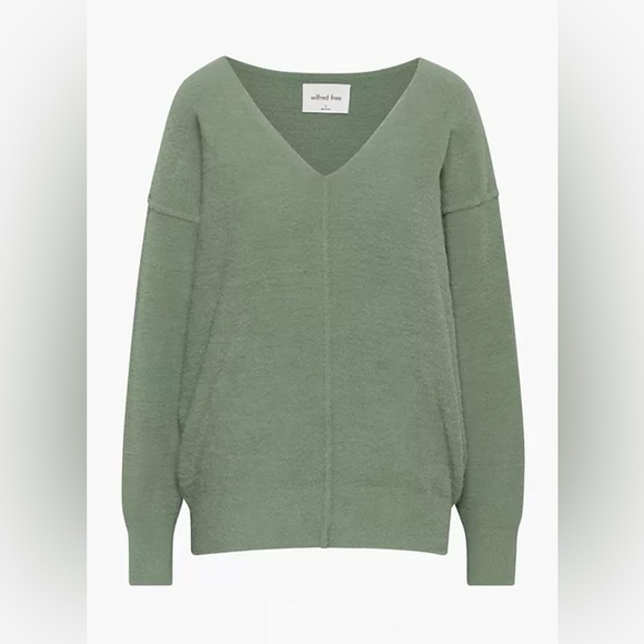 Aritzia Wilfred Free Green Hush Knit V-Neck Sweater size XS - Picture 1 of 9